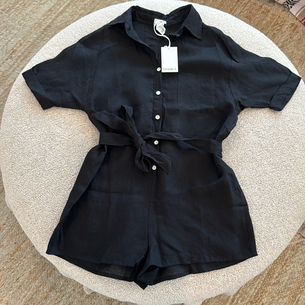 Black Linen Romper